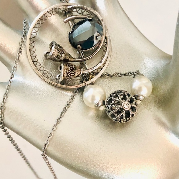 Vintage Sterling Brooch & Givenchy Necklace - Picture 10 of 10